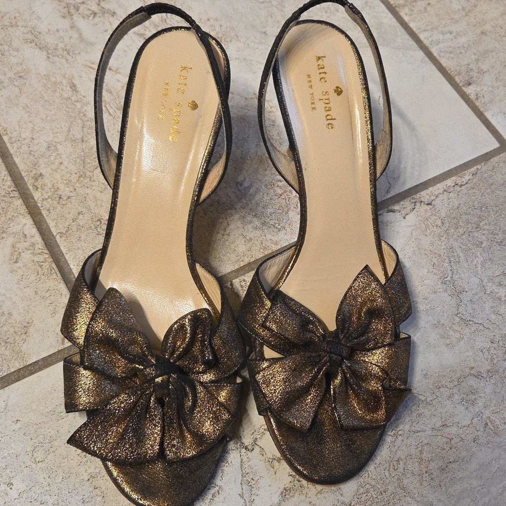 Kate Spade Metallic Bow Heels